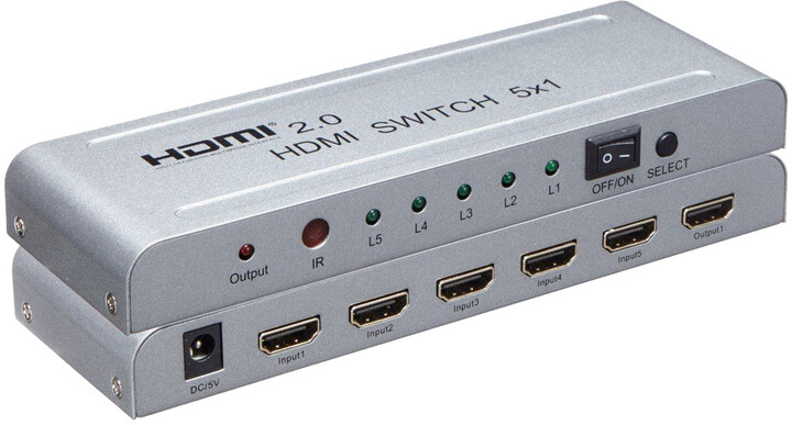 HDMI Hub PremiumCord 4Kx2K@60Hz HDMI switch 5:1