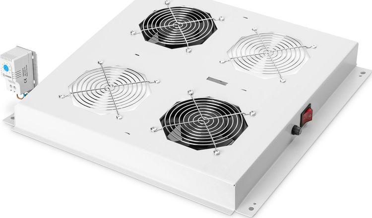 Ftohës kabinete Digitus DN-19 FAN-2-N, modul 19", me termostat, gri e hapur