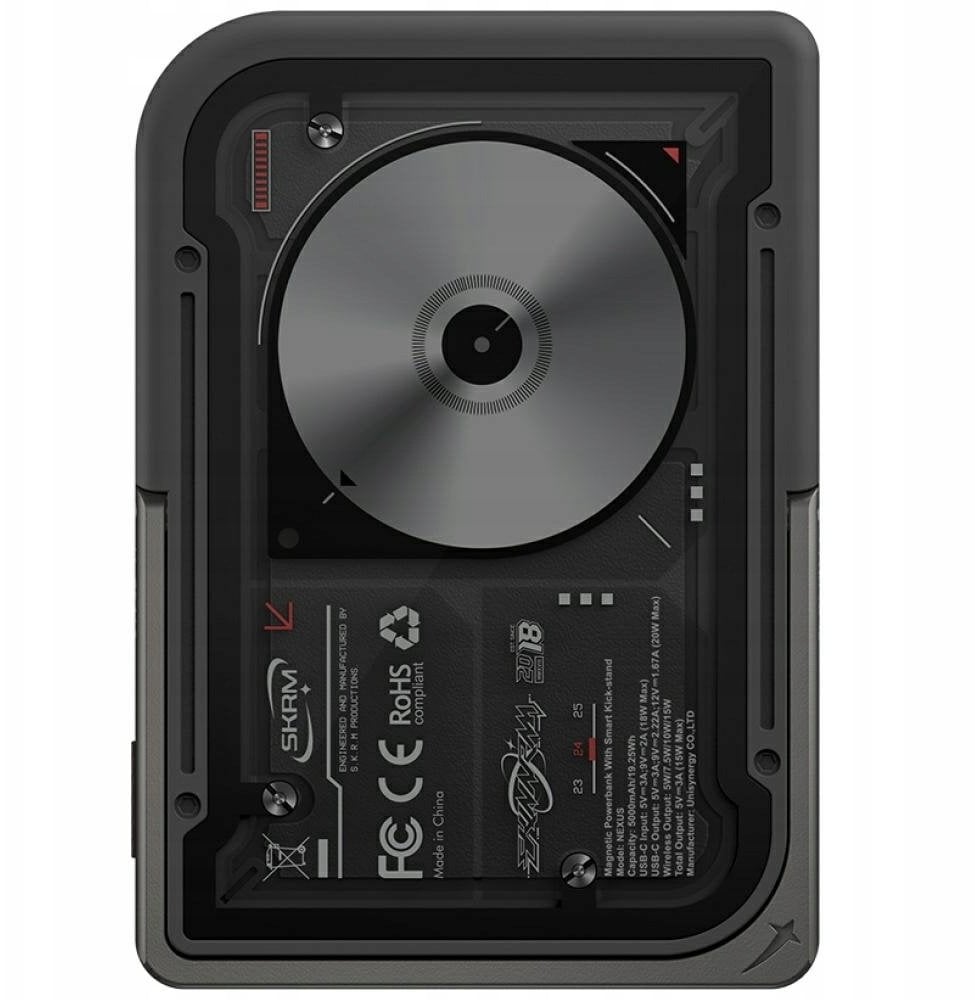 Powerbank magnetik SKINARMA NEXUS NOVA, 5000mAh, me këmbë mbajtëse, i zi