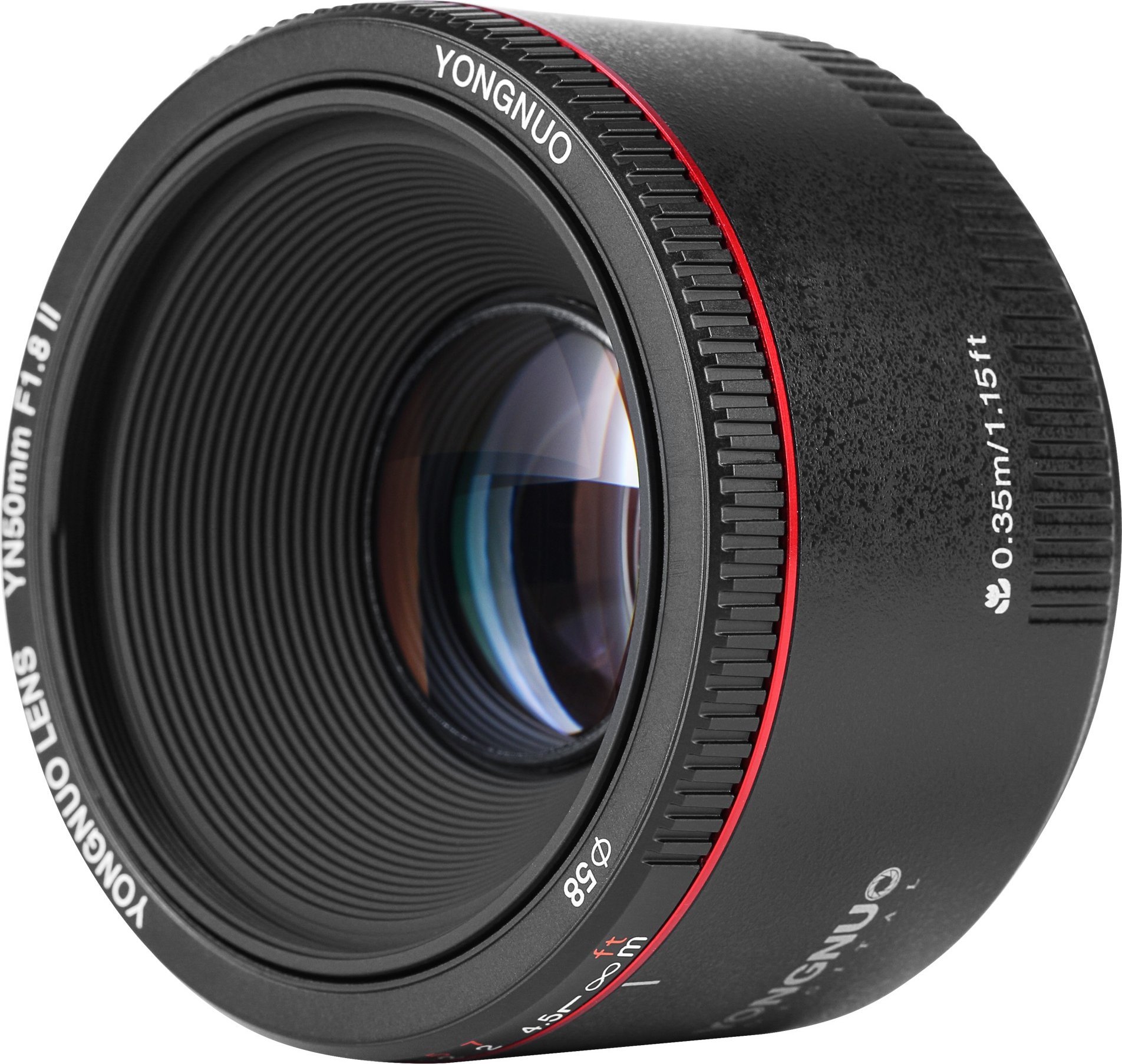 Objektiv fotografik Yongnuo YN 50mm F1.8 II për Canon EF, hapje f/1.8, autofokus, i zi