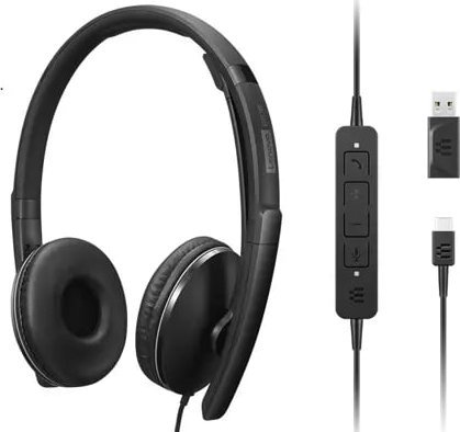 Kufje Lenovo Wired ANC Headset Gen 2, USB Type C, me mikrofon, të zeza