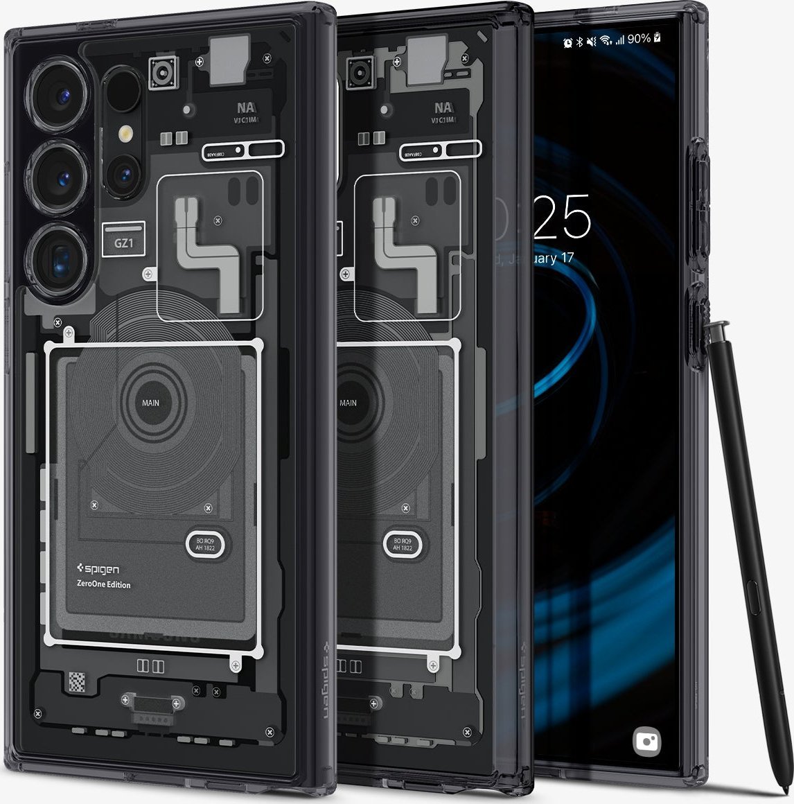 Mbulesë telefoni Spigen Ultra Hybrid Zero One, për Samsung Galaxy S24 Ultra, transparente, me kornizë të zezë 2