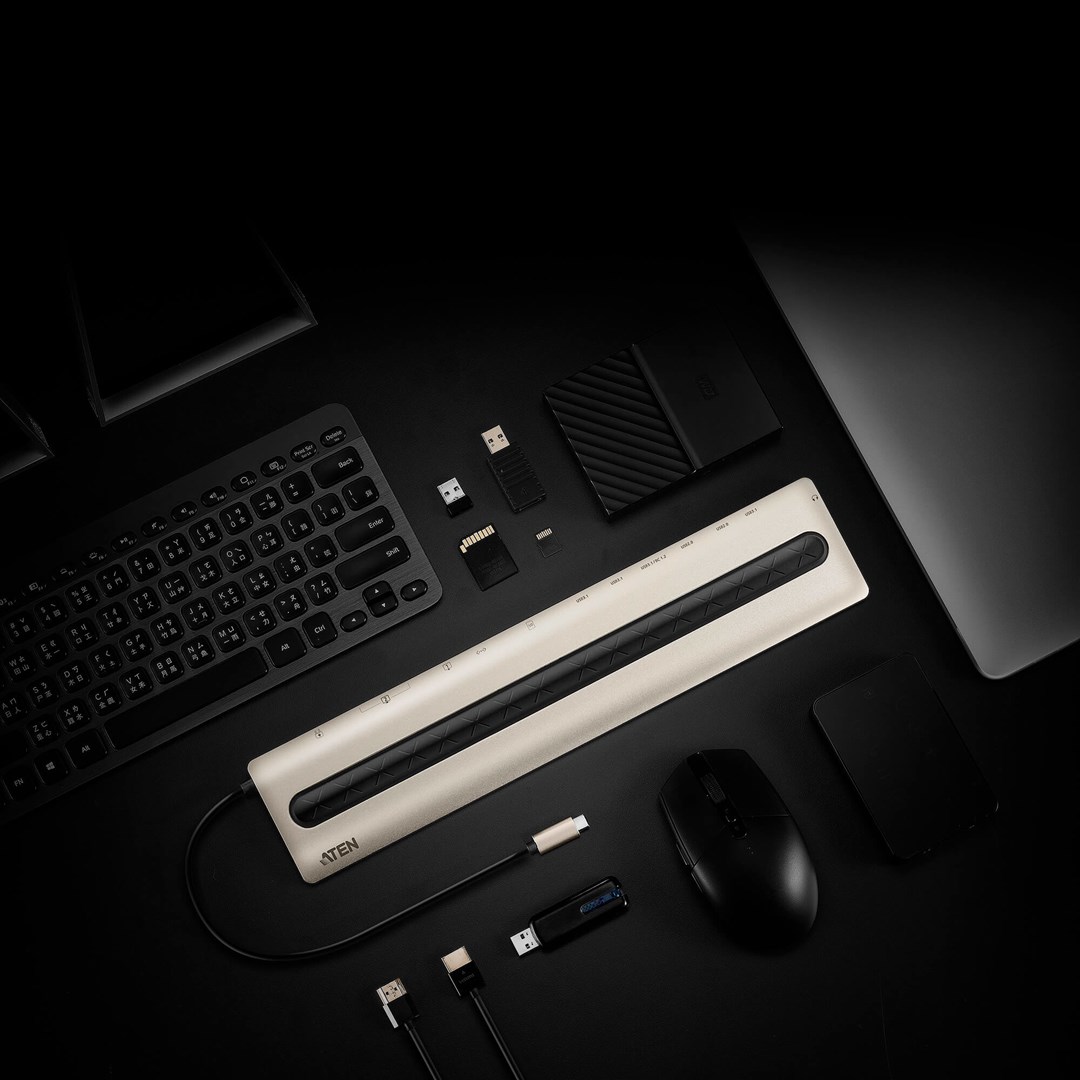 Stacion lidhës ATEN USB-C Multiport, 4K HDMI/VGA, 85W, i zi