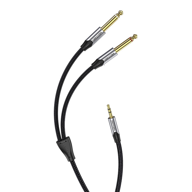 Kabllo audio Vention BARHL, 3.5mm në 2x 6.35mm, 10m, e zezë