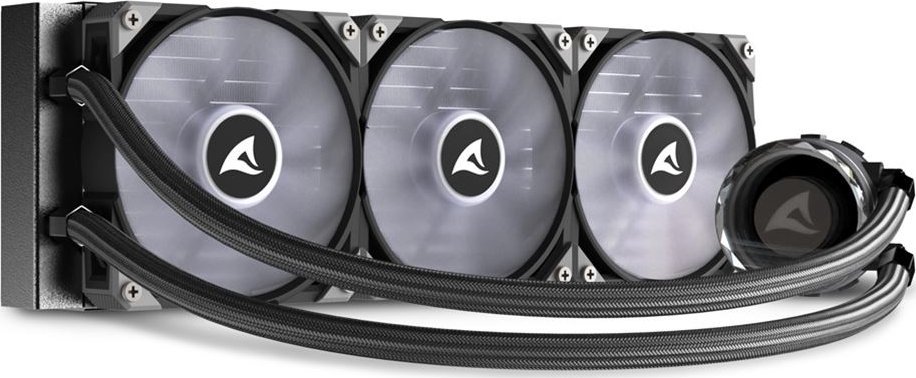 Ftohës uji për procesor Sharkoon S90 RGB, radiator 360 mm, ndriçim RGB, i zi