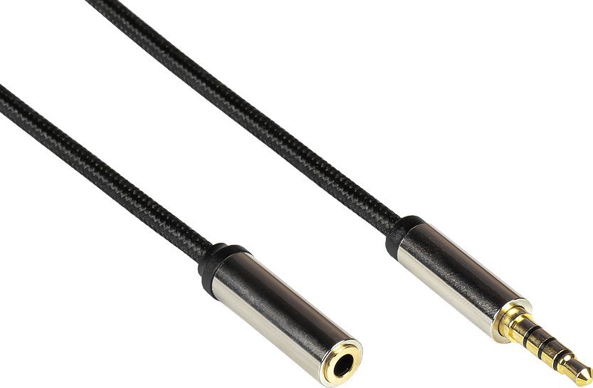 Kabllo zgjatuese audio Gembird PYTHON GC-M0237, 3.5mm 4 pole, tekstile, 1m, e zezë