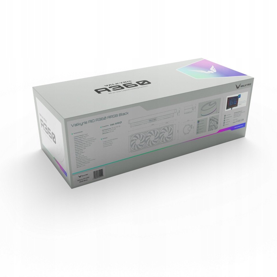 Ftohës uji për procesor Valkyrie A360 ARGB, 36 cm, all in one, i bardhë