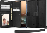 Këllëf portofol Spigen Wallet S për Samsung Galaxy S25 Plus, me hapësirë për karta, funksion stand, i zi