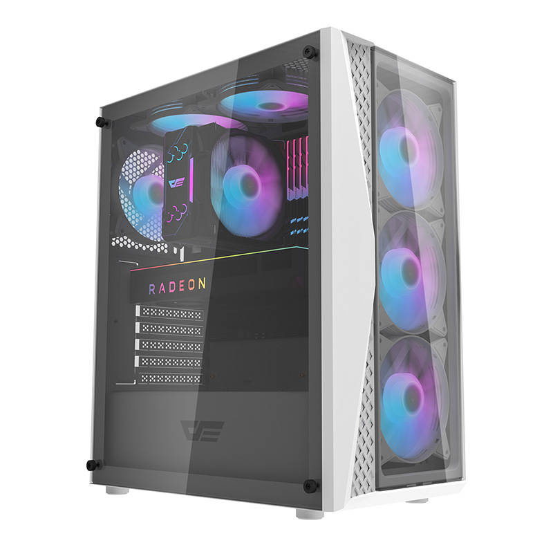 Kuti PC Darkflash DK352 Plus, ATX Mid Tower, 4 ventilatorë RGB, e bardhë