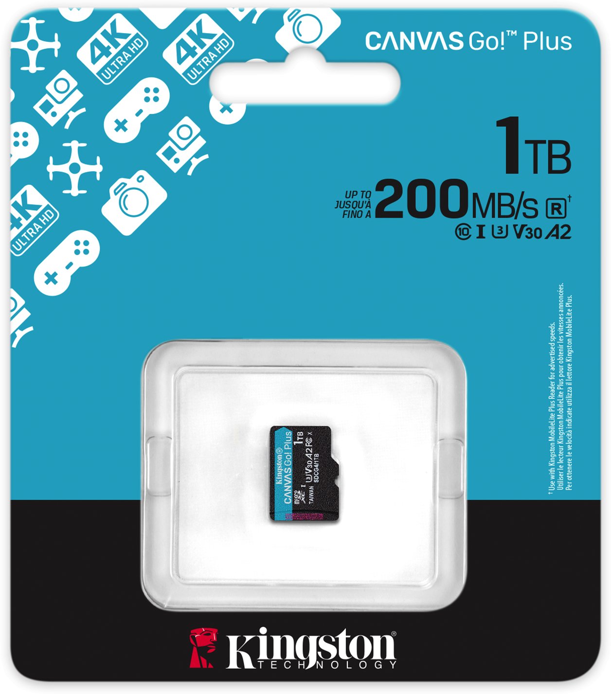 Kartë memorie Kingston Canvas Go Plus Gen4, 1TB, MicroSDXC, 200MB/s