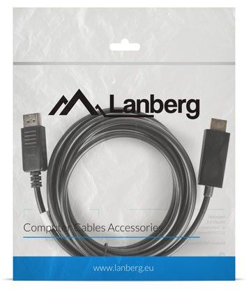 Kabllo Lanberg DisplayPort - HDMI (CA-DPHD-10CC-0030-BK), 3m, e zezë