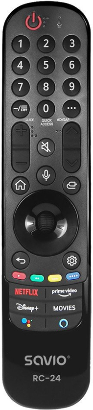 Telekomandë universale Savio RC-24, infra të kuqe, për LG, e zezë