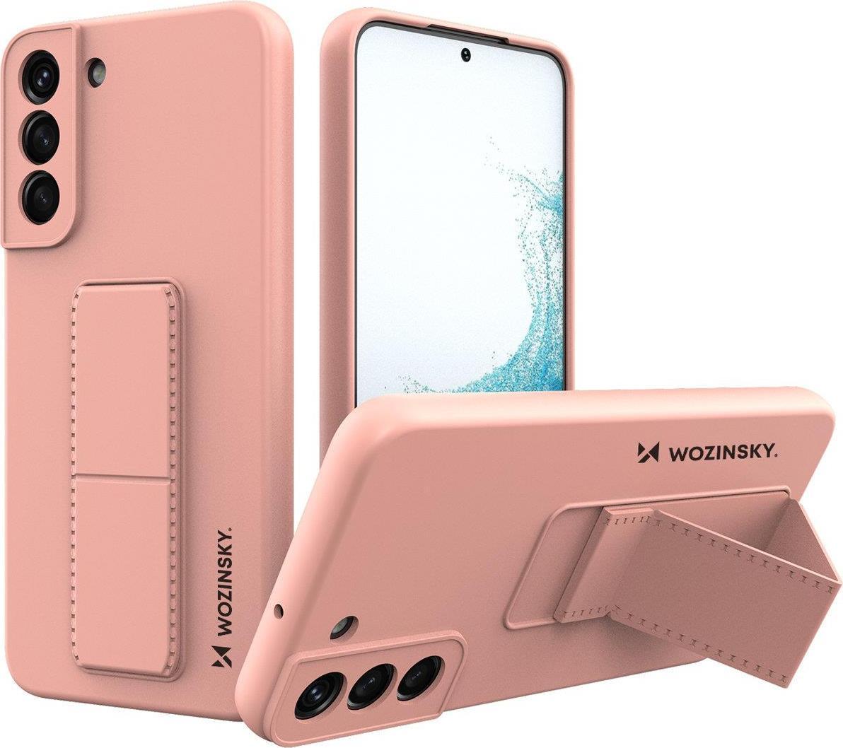 Maskë silikoni Wozinsky Kickstand Case për Samsung Galaxy S22+, me këmbë mbajtëse, rozë