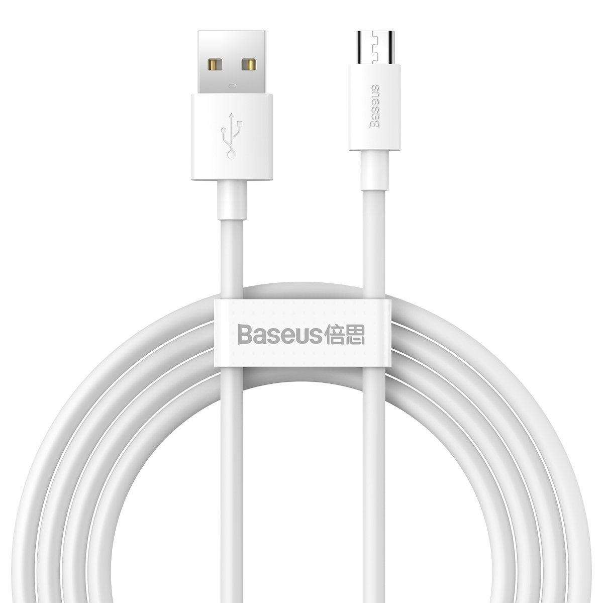 Kabllo USB Baseus Simple Wisdom BSU2080, USB A në microUSB, 1.5 m, e bardhë