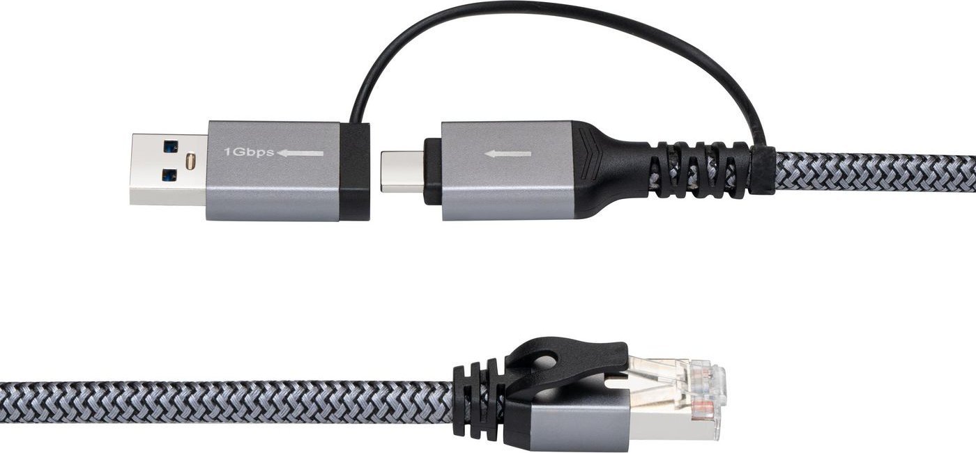 Kabllo adapteri Microconnect CAT6 FTP, USB A në USB C, 1m, i zi