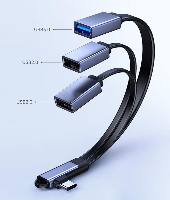 Kabllo ndarëse USB C MicroConnect, 2x USB 2.0, 1x USB 3.0, e zezë