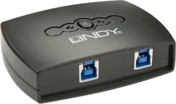 Ndërrues USB Lindy 43141, 2 porta, USB 3.0, i zi