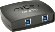 Прекинувач USB Lindy 43141, 2 порти, USB 3.0, црн