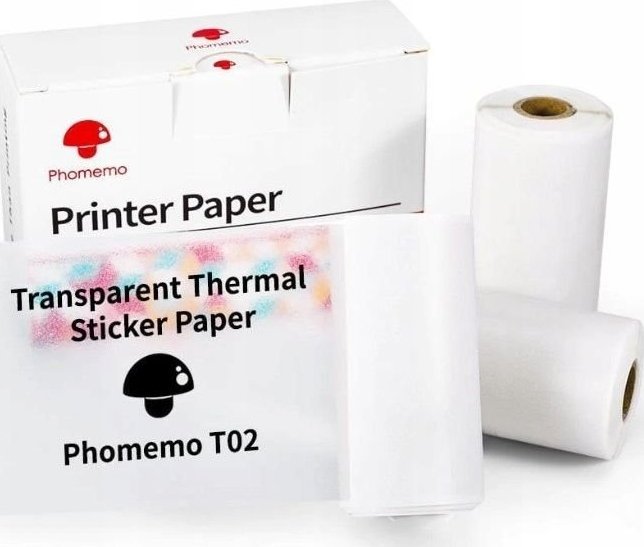 Letër vetëngjitëse transparente Phomemo Q22-TTRMS, për printerë T02 M02 M03 M04, gjerësi 50mm, set 3 rrotulla