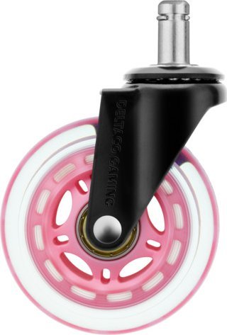 Rrotë universale Deltaco Rubber Caster, 3", gomë, rozë