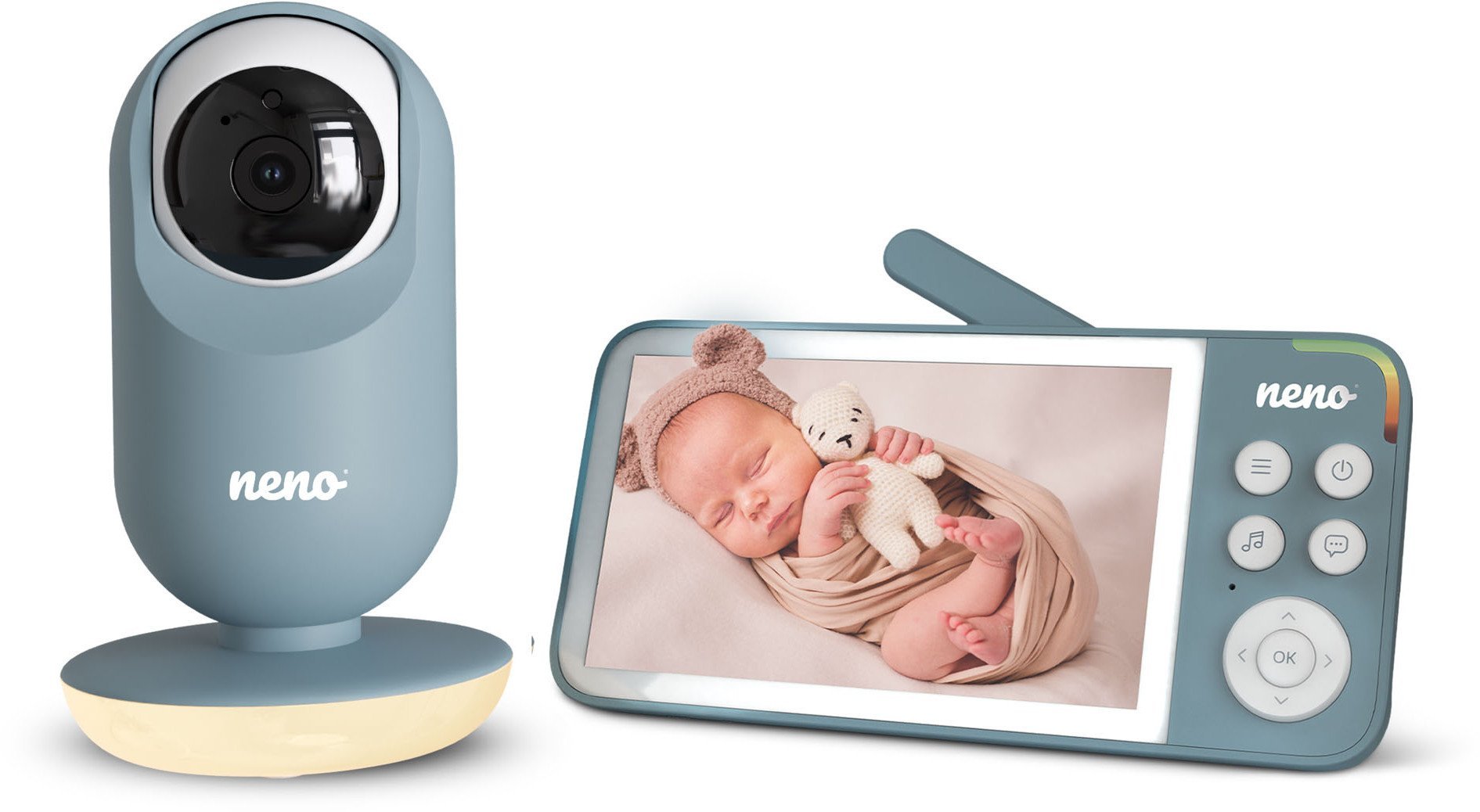 Monitor bebesh Neno Vedi Blue, ekran 5", komunikim dykahësh, i bardhë