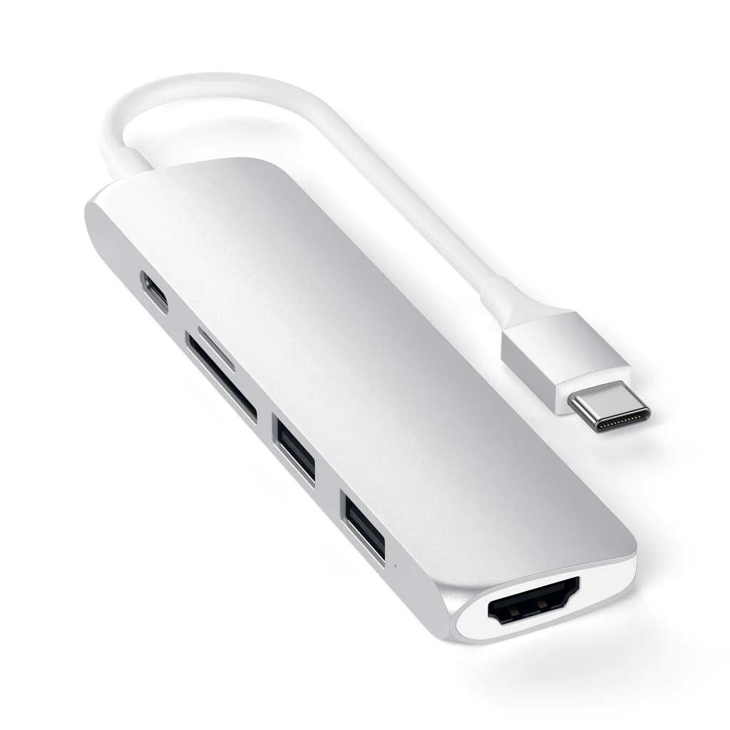 Përshtatës Satechi Multimedia USB-C Slim V2, i argjendtë