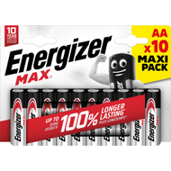 Bateri AA Energizer Max, 1.5V alkaline, paketim 10 copë, argjendtë e zezë