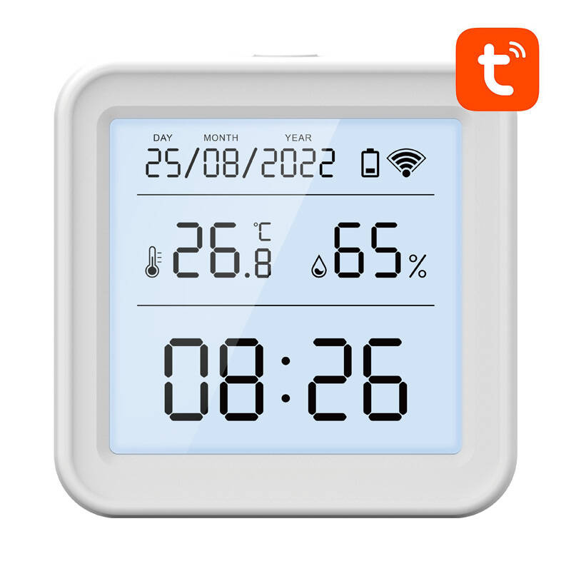 Senzor temperature dhe lagështie Wi‑Fi Gosund S6, ekran LCD, me aplikacion, i bardhë