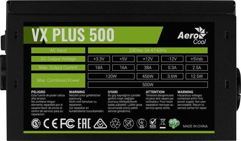 Burim energjie Aerocool VX Plus AEROPGSVX-500PLUS-80 ATX, 500W