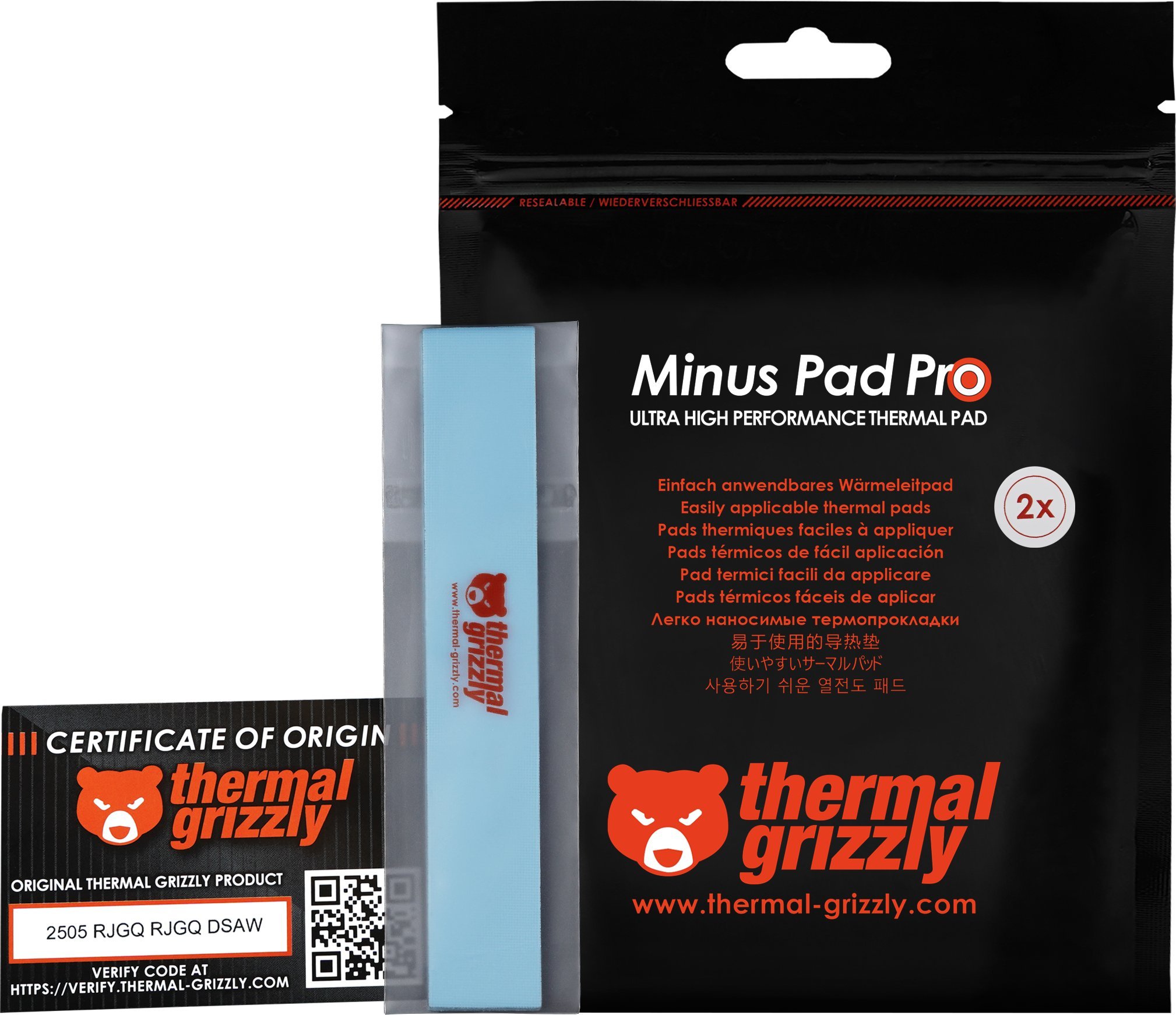 Jastëk termik Thermal Grizzly Minus Pad Pro, 120 x 20 x 0.5 mm, set 2 copë
