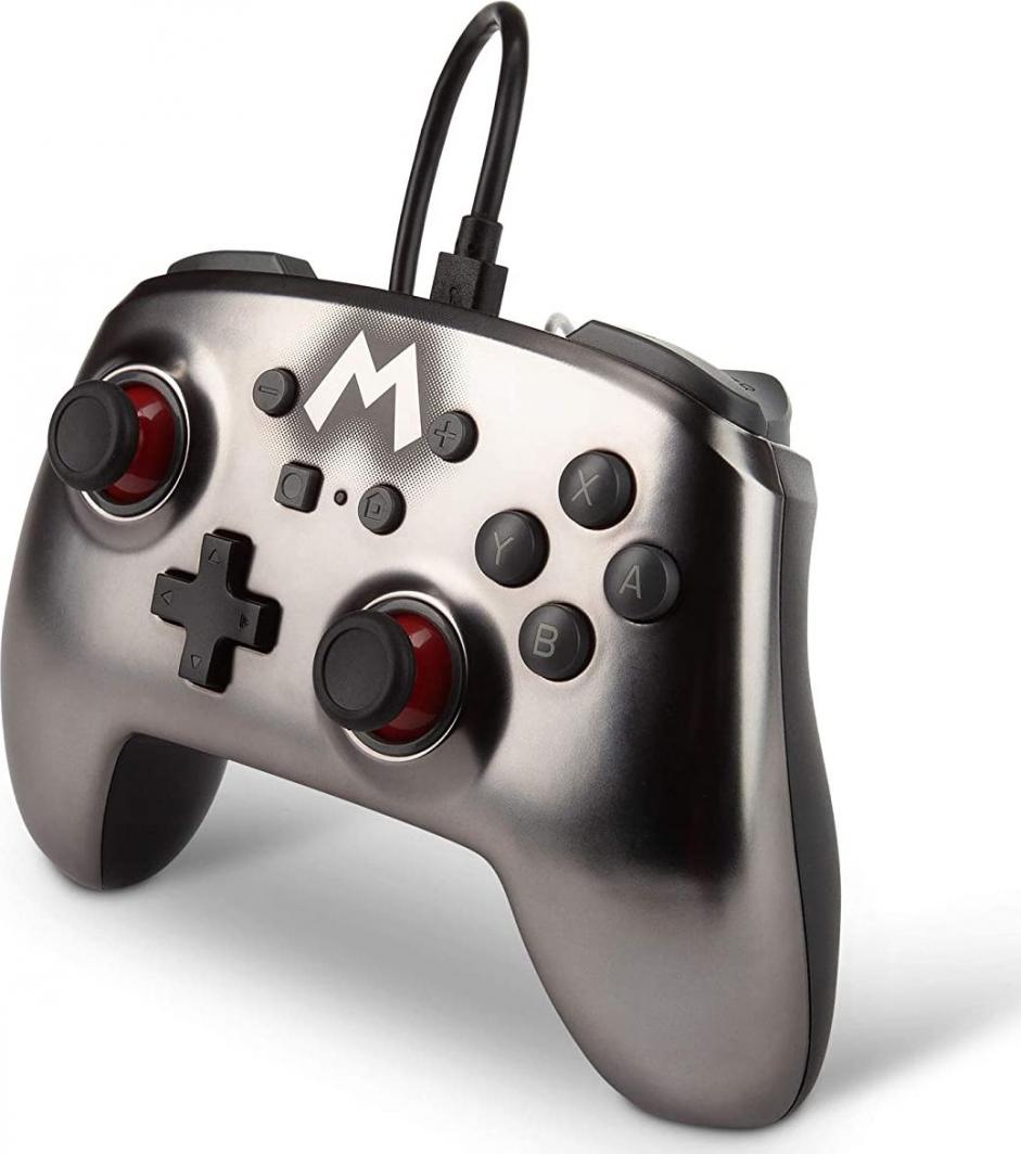 Kontroller PowerA Super Mario, me kabllo, i argjendtë