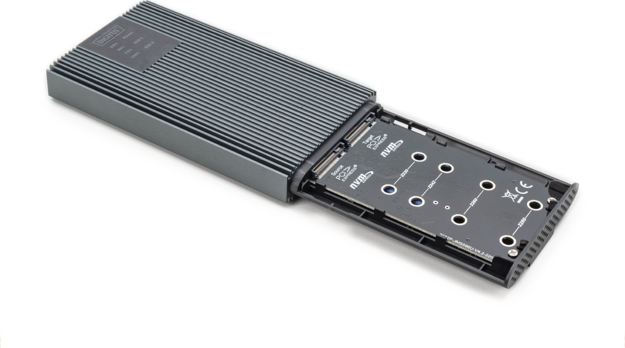 Станица за клонирање SSD M.2 NVMe Digitus, USB 3.2 Gen2 20 Gbit, Type C, сребрена