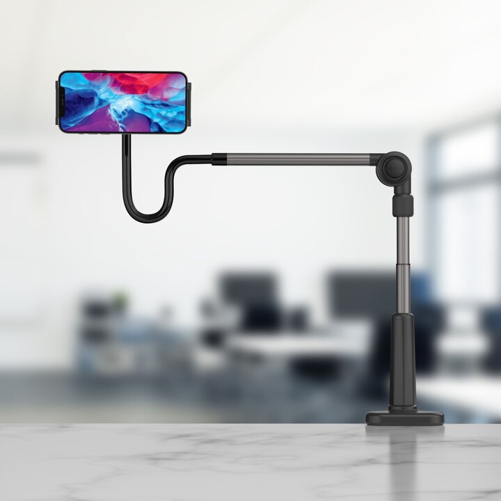 [OUTLET] Mbajtëse universale FIXED për tablet/telefon, për fiksim në tryezën Relax, me krah rrotullues dhe të rregullueshëm, i zi
