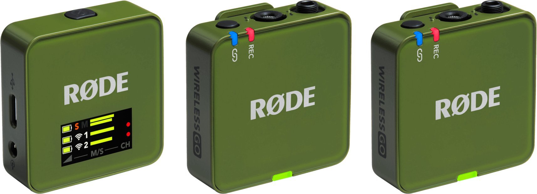 Sistem mikrofoni pa tela RODE Wireless GO Gen 3, 2.4 GHz, me dy transmetues, jeshile e errët