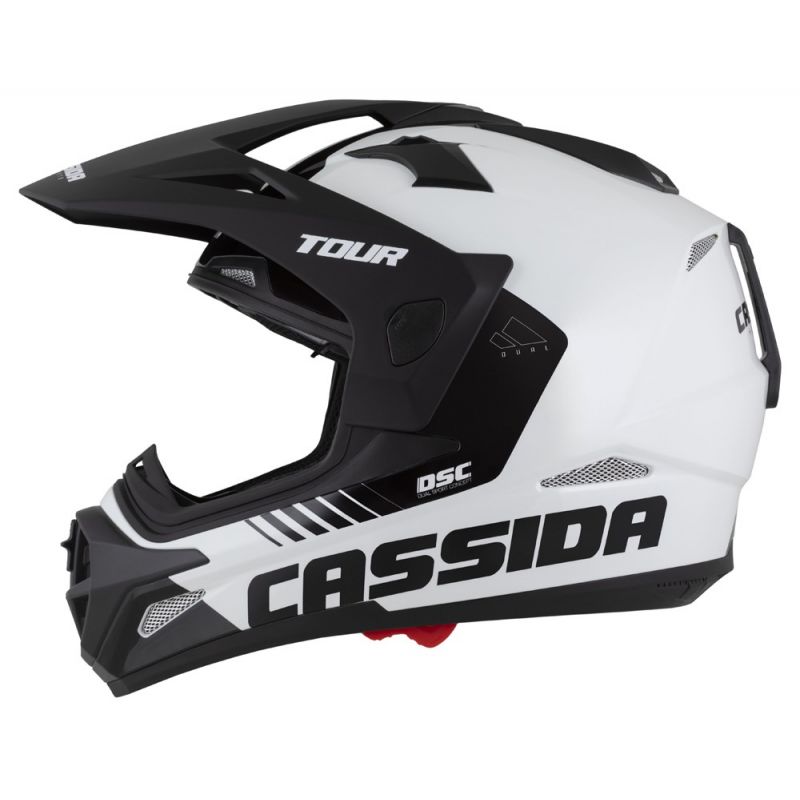 Helmetë moto CASSIDA Tour 2.0 X-tra, madhësia M, e bardhë e kuqe e zezë mat