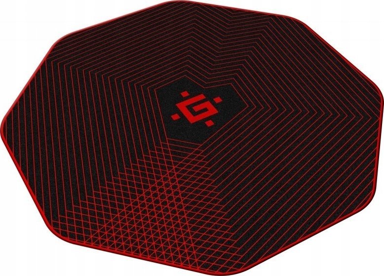 Tapet nën karrige gaming Defender TEKTA, 116 x 116 cm, gome dhe pëlhurë, zi me të kuqe