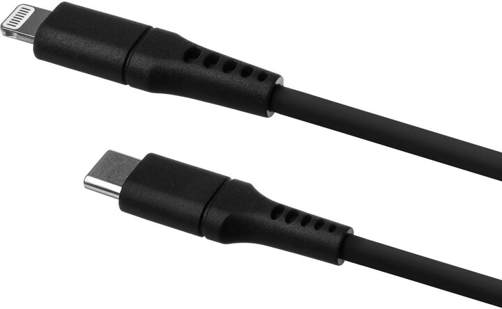 Kabllo për të dhëna dhe karikim FIXED USB-C - Lightning, MFi, PD, 2 m, e zezë