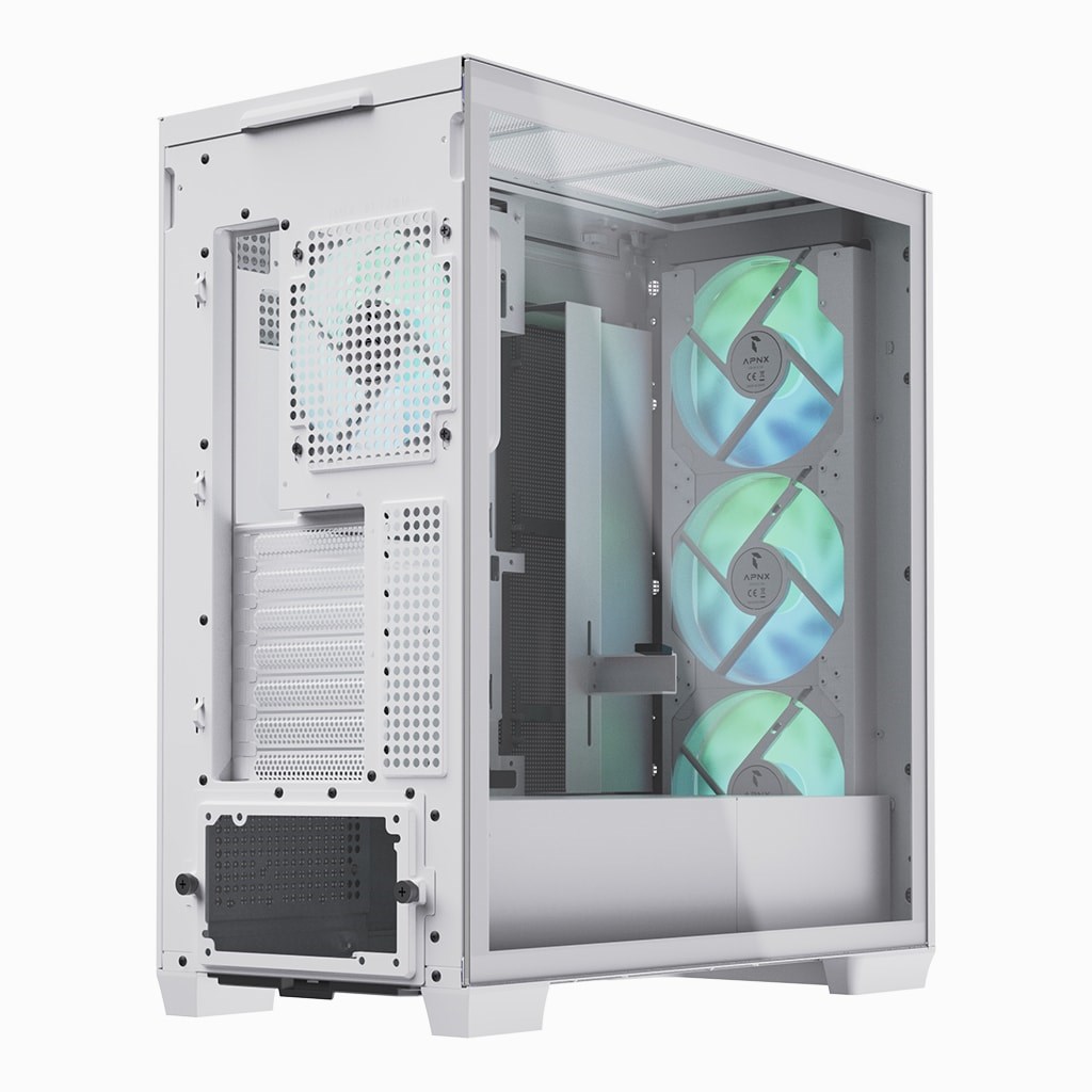 Kuti kompjuteri Apnx C1 ARGB, midi tower ATX, panel xhami i errësuar, e bardhë