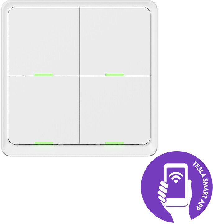 Ndërprerës smart Tesla Smart Switch Four Battery