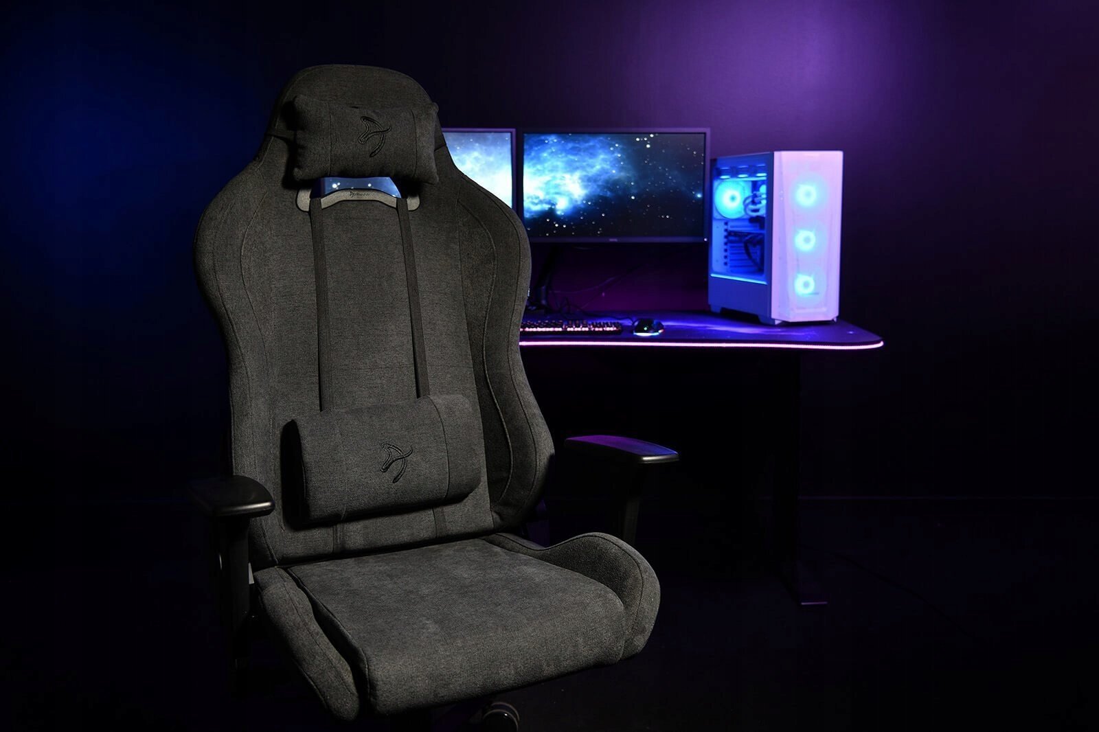 Karrige gaming Arozzi Torretta Soft Fabric, ergonomike, gri e errët