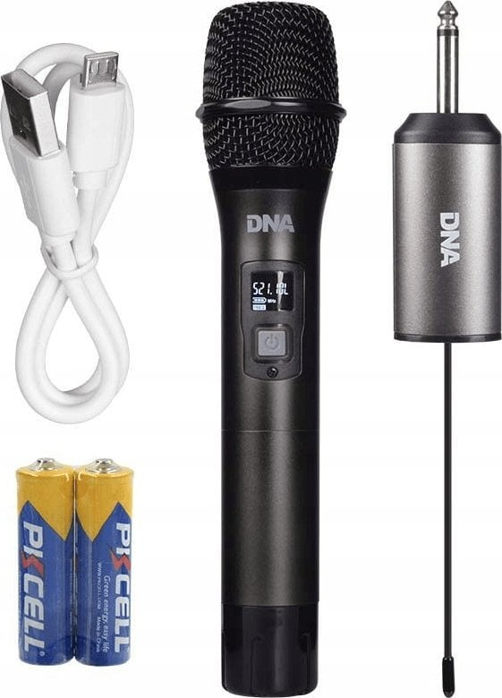Set mikrofonësh pa tel DNA FU Vocal Set, UHF 518–542 MHz, mikrofon dore dinamik kardioid, i zi