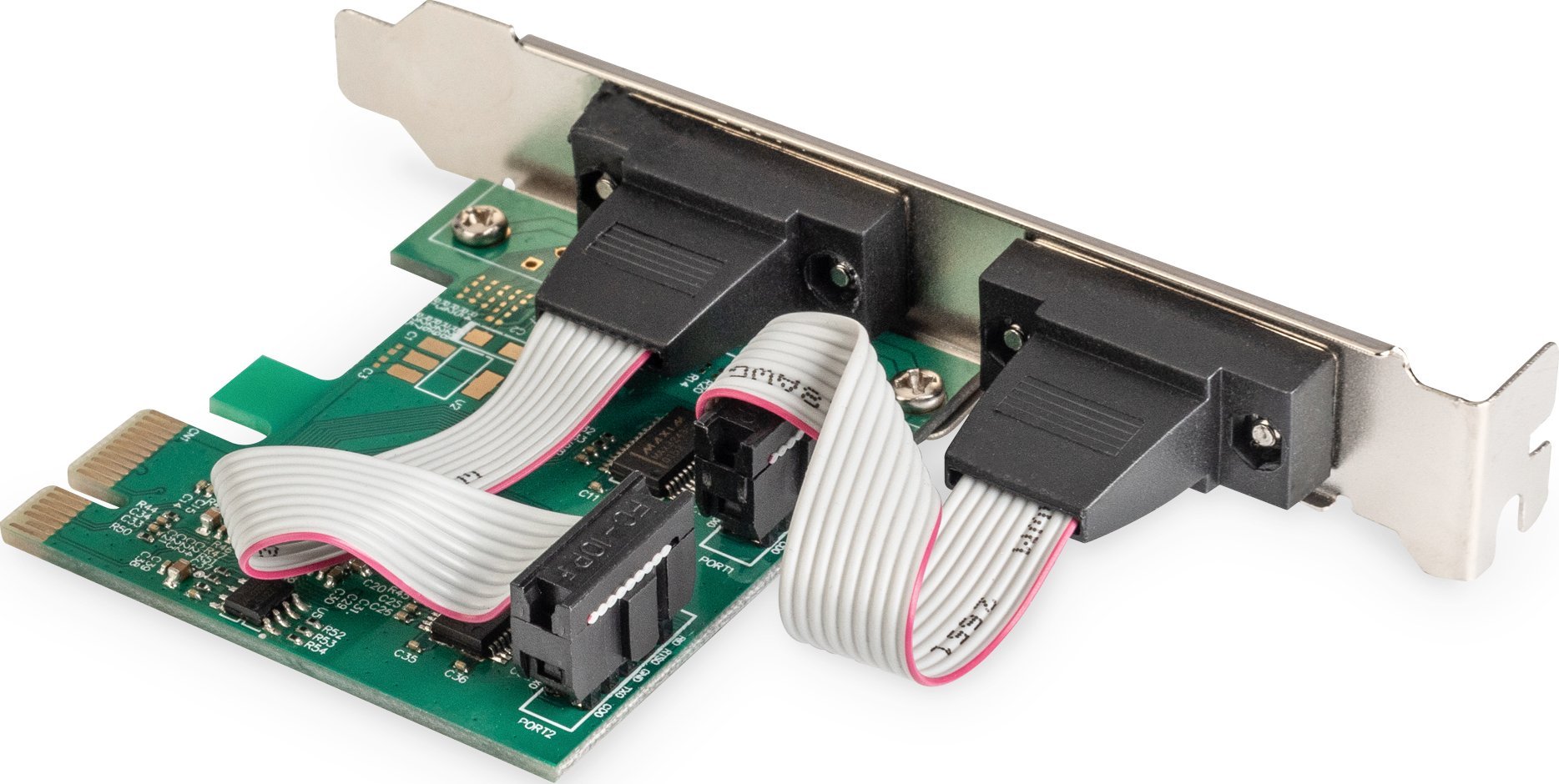 Картичка за контрола Digitus PCIe COM, 2x RS-232, низок профил