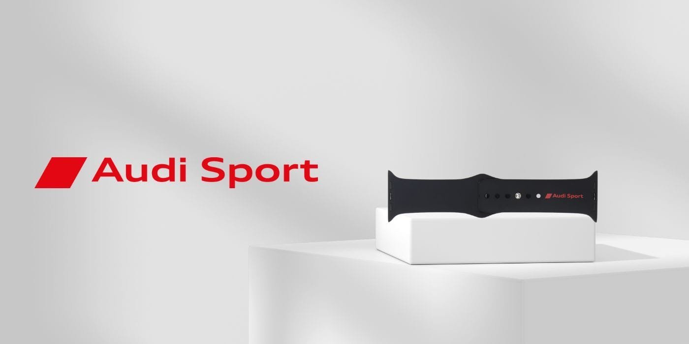 Rrip ore Audi Sport Red Logo, silikoni, për Apple Watch 44 45 46 49mm, i zi