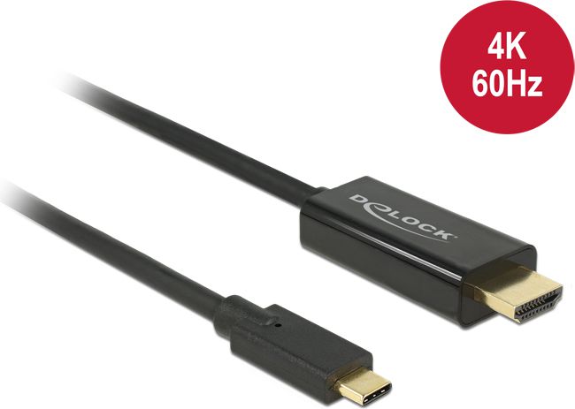 Kabllo Delock USB C në HDMI, 1m, e zezë
