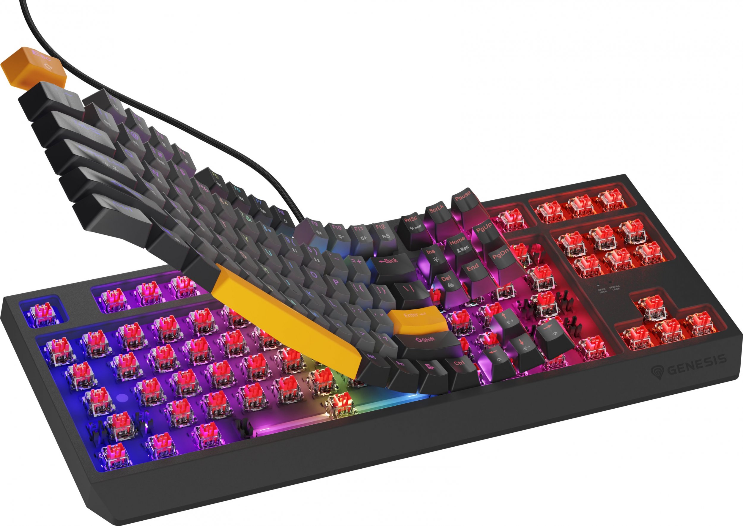 Tastierë mekanike Genesis Thor 230 TKL, Outemu Red, RGB, e zezë