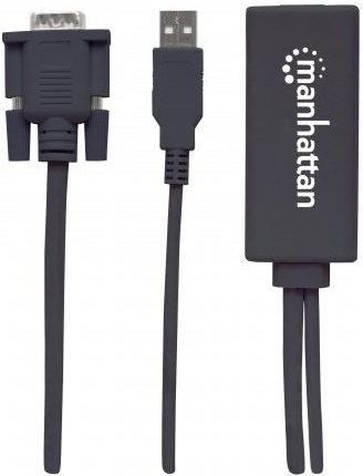 Kабел адаптер Manhattan 152426, HDMI во VGA, USB A, 0.3m, црна