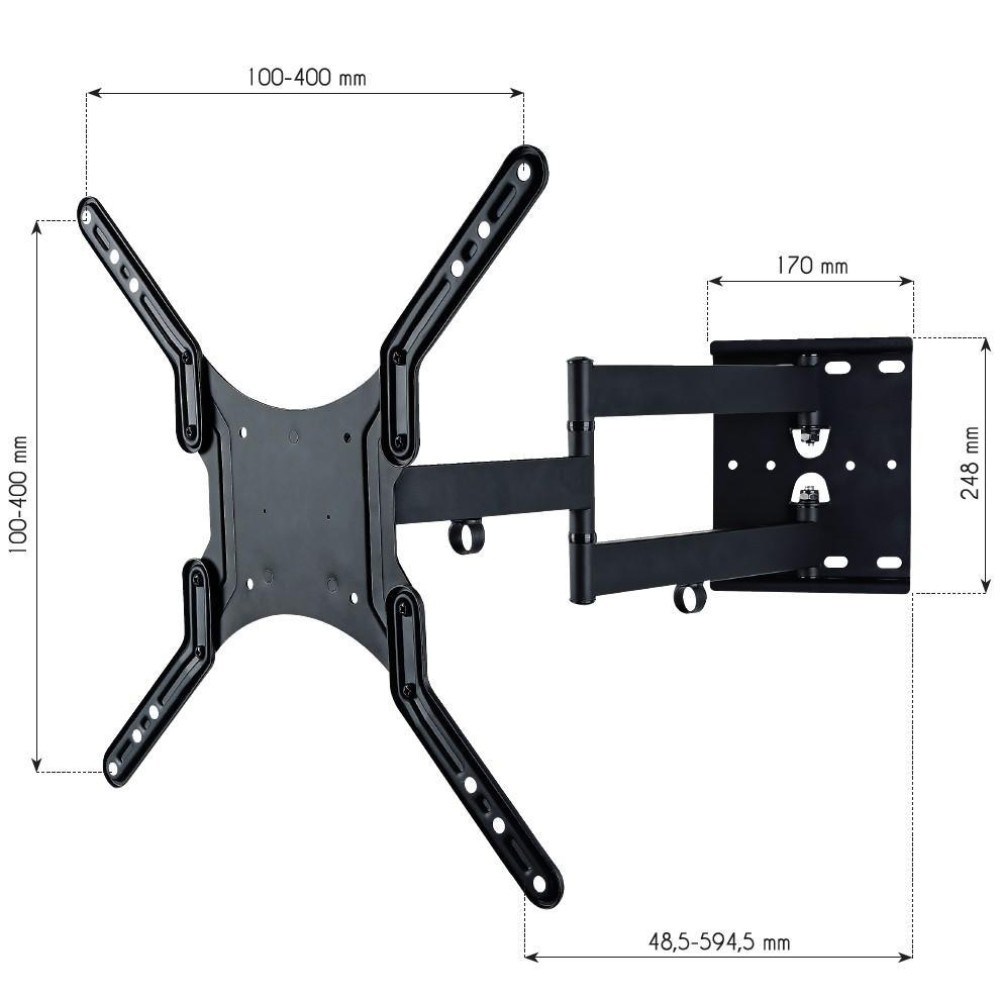Mbajtëse muri për TV Techly, 23"-55", e zezë