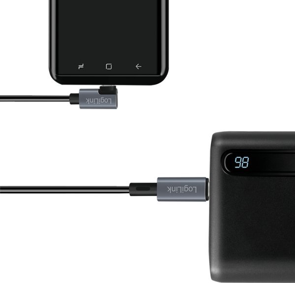 Kabllo USB LogiLink CU0182, USB C në USB C, 1 m, 60 W, e zezë argjendtë
