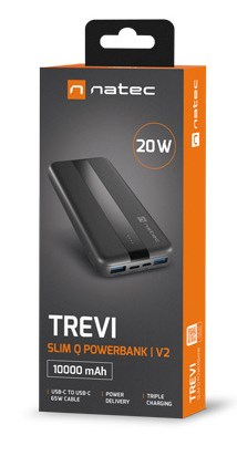 Power bank Natec, 10000mAh, 3 porta USB, Li Polymer, i zi
