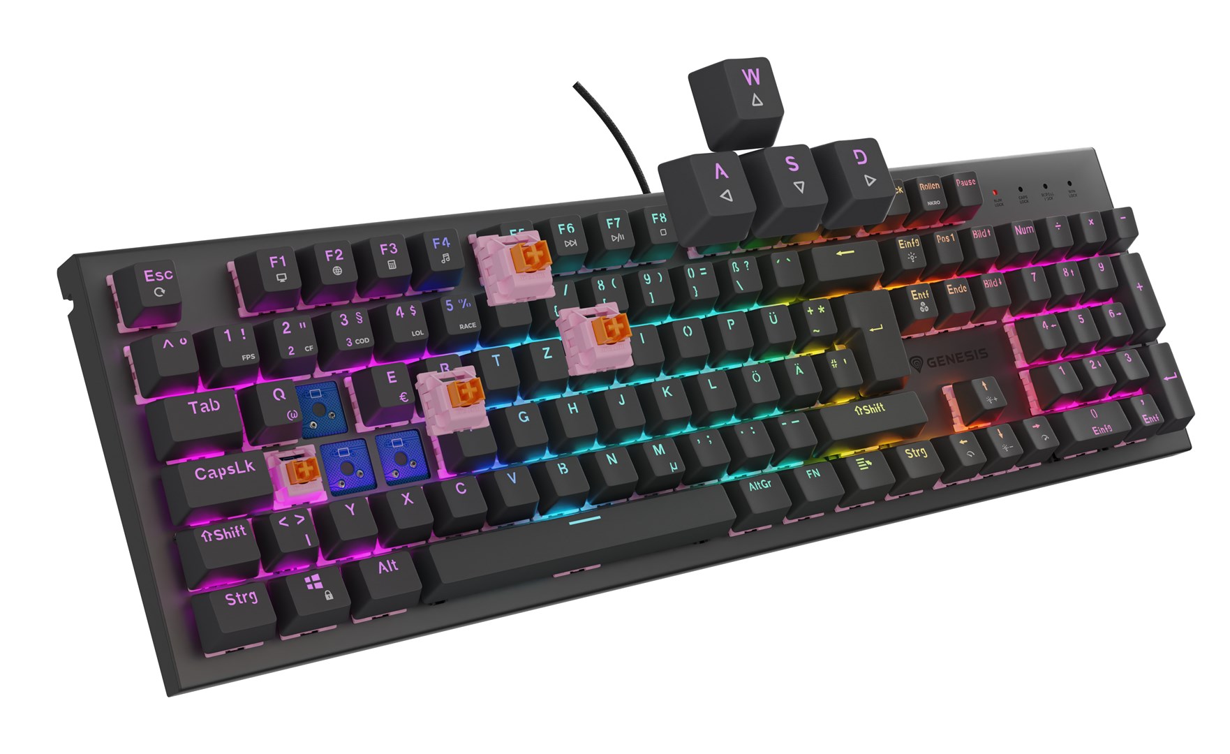 Tastierë GENESIS Thor 303, QWERTZ, RGB, e zezë
